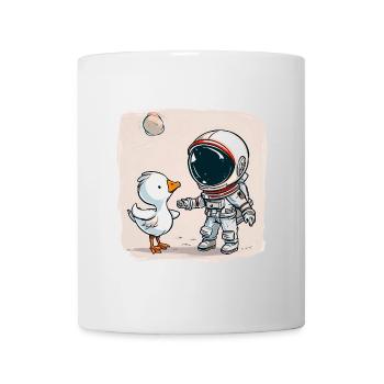 Mignon astronaute et oie dessin animé Design | Espace - Mug blanc - blanc - Devant