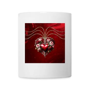 Noble coeur gothique avec des fleurs. - Mug blanc - blanc - Devant