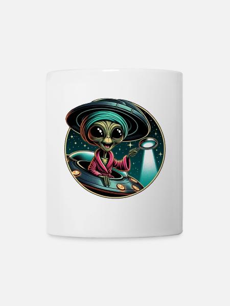 Außerirdischer Detektiv im UFO-Licht - Tasse - Weiß