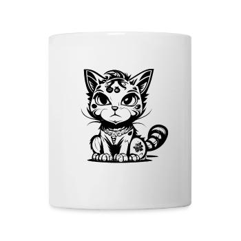Mignon assis Manga Comic Cat - Mug blanc - blanc - Devant