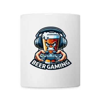 Ein Bier im Cartoon-Stil, das Videospiele abspielt - Tasse - Weiß - Vorne