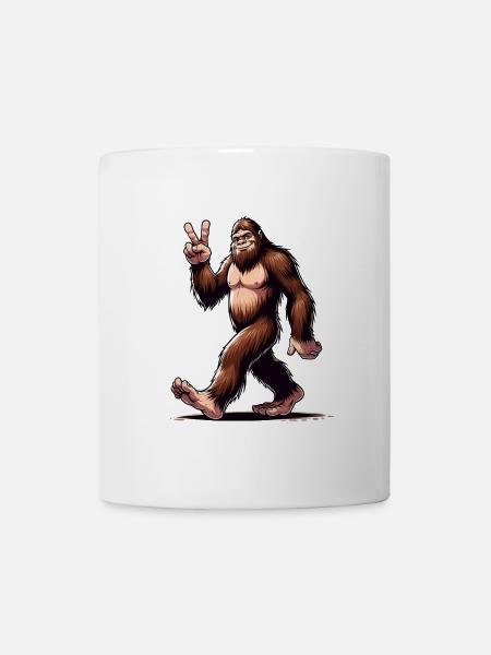 Joyful Bigfoot Walking - Mug - white