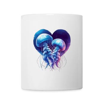 qualle herz aquarell v-day tiere liebe geschenk - Tasse - Weiß - Vorne