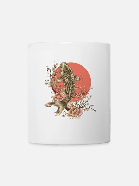 Elegant Fish with Cherry Blossoms Design - Mug - white