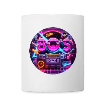 T-shirt rétro années 80 style néon vintage - Mug blanc - blanc - Devant