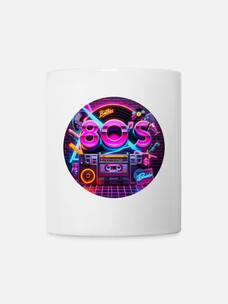 T-shirt rétro années 80 style néon vintage - Mug blanc - blanc