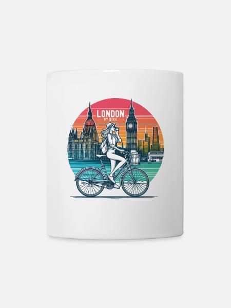 London Skyline Bicycle Illustration - Mug - white