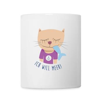 Katze Meer Urlaub Kinder Kinderzimmer Nordsee Cat - Tasse - Weiß - Vorne