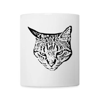 Katze schwarz Katzenkopf - Tasse - Weiß - Vorne