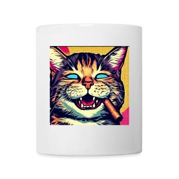 Chat Pop Art Fauve Fumeur - Mug blanc - blanc - Devant