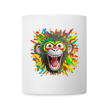 Porträt/Kopf eines bunten Rasta-Affen platzt vor Lachen - Tasse - Weiß - Vorne