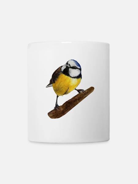 Blaumeise Meise handgemaltes Aquarell - Tasse - Weiß