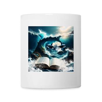 Ein Steampunk-Schwertwal, der in der Welle schwimmt. - Tasse - Weiß - Vorne