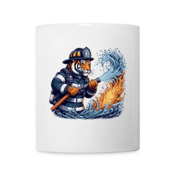 Firefighter Tiger Gift - Mug - white - Front