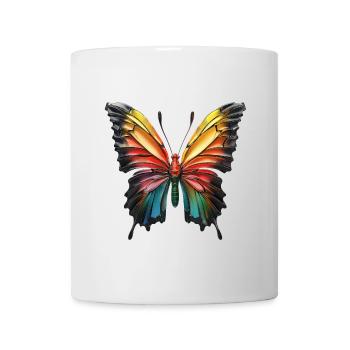 Farbenfroher Schmetterling Eleonore - Druck Design - Tasse - Weiß - Vorne