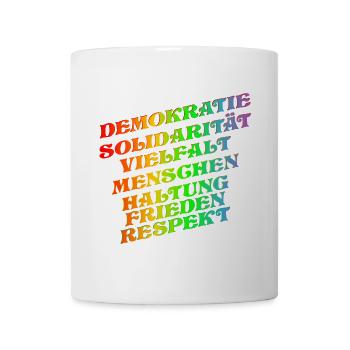 DEMOKRATIE SOLIDARITÄT VIELFALT - Tasse - Weiß - Vorne