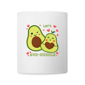Permet à Avo-Cuddle Avocat de se blottir dans un dessin animé kawaii - Mug blanc - blanc - Devant