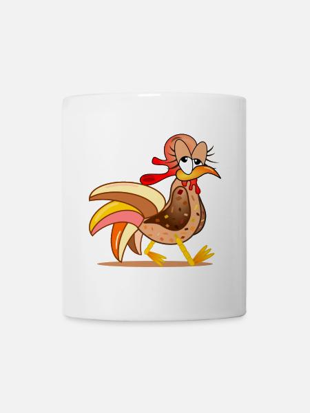 POULAILLER POULETS BANDE DESSINÉE - Mug blanc - blanc