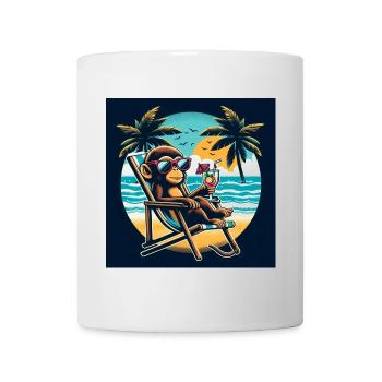 Singe de plage - Mug blanc - blanc - Devant