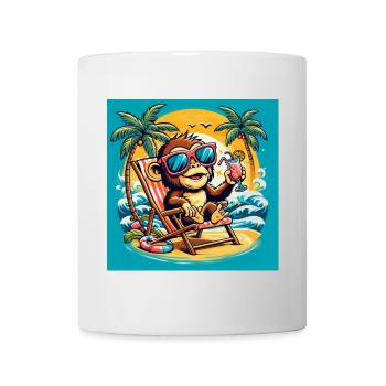 Äffchen am Strand - Tasse - Weiß - Vorne