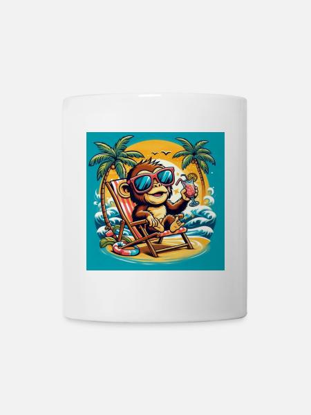 Singe sur la plage - Mug blanc - blanc
