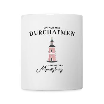 Moritzburg in Sachsen, Leuchtturm Handzeichnung - Tasse - Weiß - Vorne