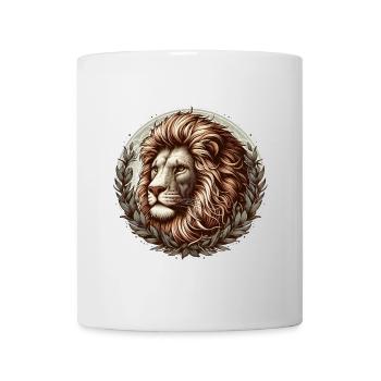 Lion in a laurel wreath - Mug - white - Front