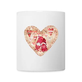 Verliebte Gartenzwerge Herz Design - Tasse - Weiß - Vorne