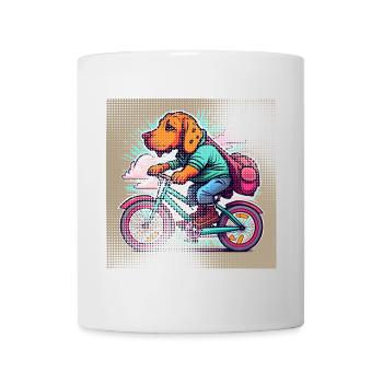 dog on bike | Transparent effect - Mug - white - Front