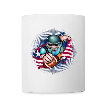 Joueur de football avec ballon de football et drapeau des États-Unis - Mug blanc - blanc - Devant