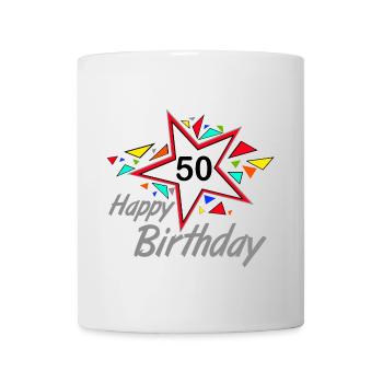 50th Birthday , 50 Years Happy Birthday Star (25) - Mug - white - Front