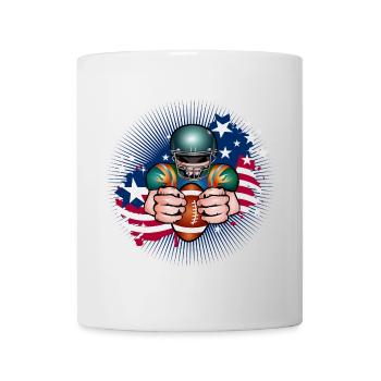Joueur de football avec ballon de football et drapeau des États-Unis - Mug blanc - blanc - Devant