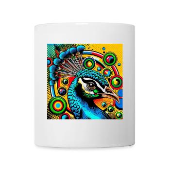 Pfau Pop Art - Tasse - Weiß - Vorne
