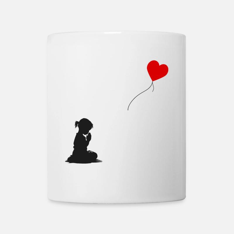 Betendes Mädchen mit Herz Ballon - Tasse - Weiß