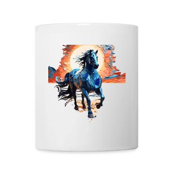 Stylish Blue Horse Illustration - Mug - white - Front