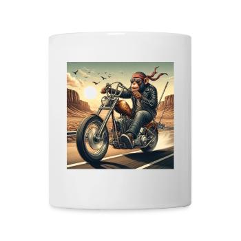 Cooler Affe auf einem Chopper - Tasse - Weiß - Vorne