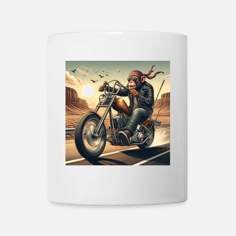 Cooler Affe auf einem Chopper - Tasse - Weiß