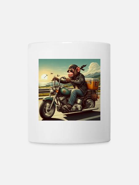 Monkey on motorbike - Mug - white
