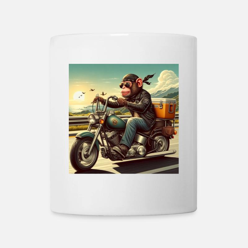 Monkey on motorbike - Mug - white
