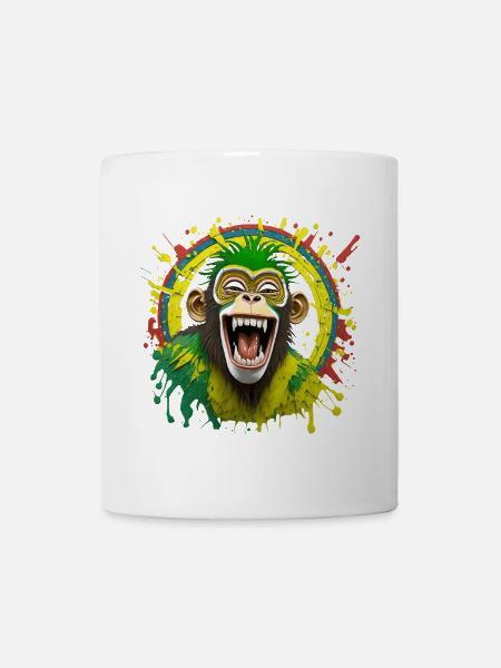 Porträt/Kopf eines Rasta-Affen, der in Gelächter ausbricht - Tasse - Weiß