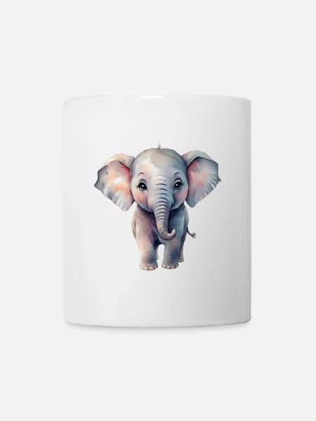 PastellElefant im Aquarellstil - Tasse - Weiß