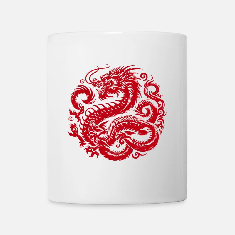 Chinesisches Drachen-Tattoo - Tasse - Weiß