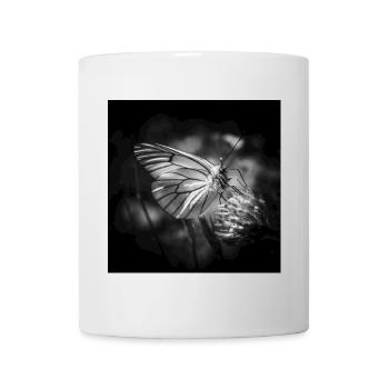 Schmetterling Nahaufnahme Poster Schwarz-Weiß - Tasse - Weiß - Vorne