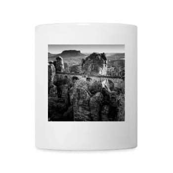 Basteibrücke Sächsische Schweiz Deutschland Poster - Tasse - Weiß - Vorne