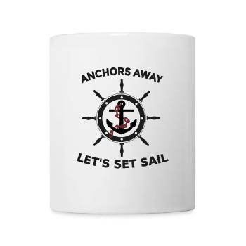 Sail, Anchor, Steering wheel, Sailboat, Cruise, compass - Mug - white - Front