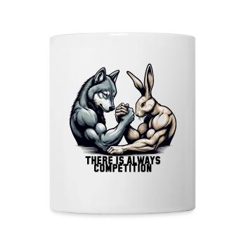Armwrestling Armdrücken Wolf und Hase Geschenk - Tasse - Weiß - Vorne