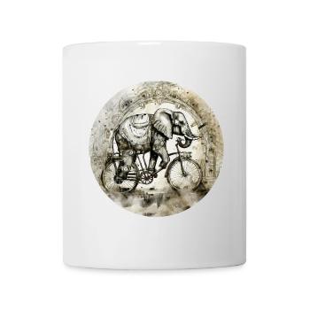 Indian elephant on the wheel - Mug - white - Front