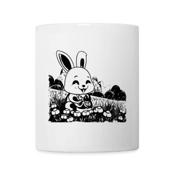 Lapin dans le style bande dessinée de prairie - Mug blanc - blanc - Devant