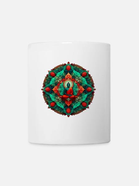 Mandala Buddha teal - Mug - white