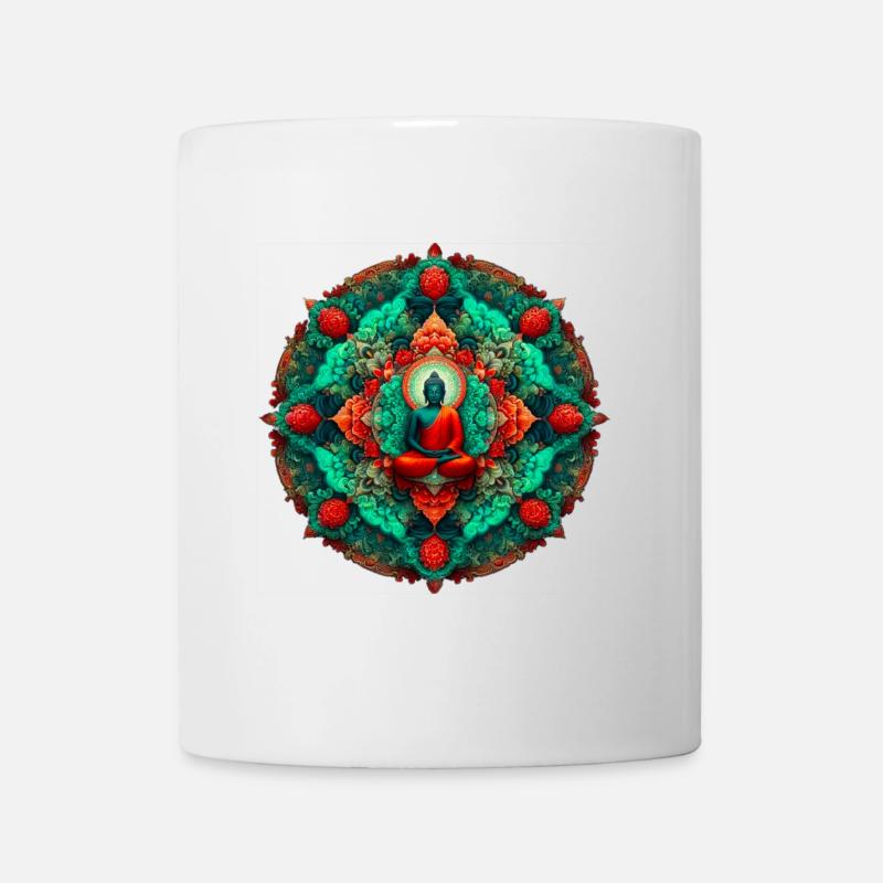 Bouddha Mandala sarcelle - Mug blanc - blanc